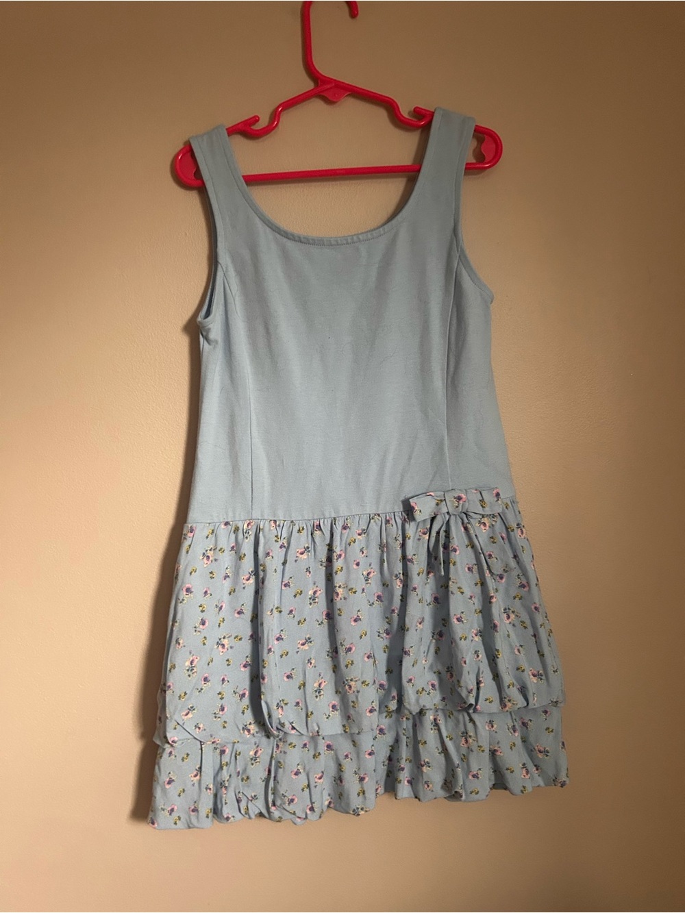 Little girls Light Blue Floral Tiered Tank Dress size 6/7